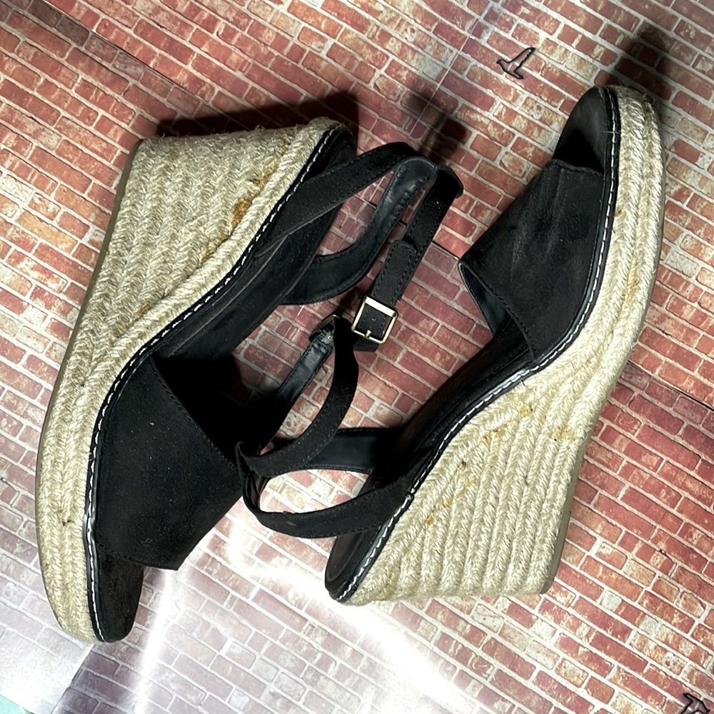 Old Navy Ankle Strap Black Wedges